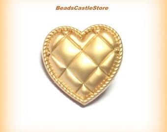 3-6-10 17mm-Heart Shank Button-Gold Matte tone-Metal Carved Button-Love and Friendship message-17mm-Loophole 2.6mm-(#195)