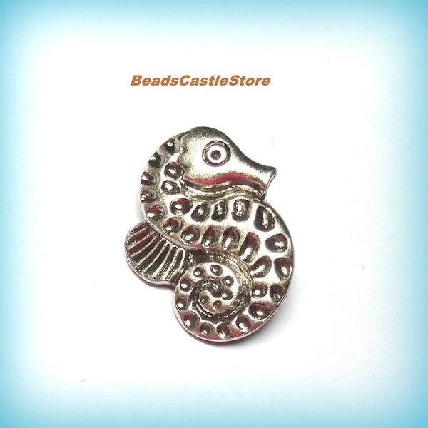 2-6-10 Seahorse Buttons-Metal Shank Button-Seahorse Metal Clasp-Antique Silver Seahorse Button-Packages of 2 or 8 button-23mm-(#11)