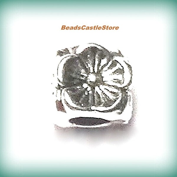 20-50 Antique Silver Spacers-Floral Cube Bead-Flower Square Spacer-Small Medium Large Spacer (#144)