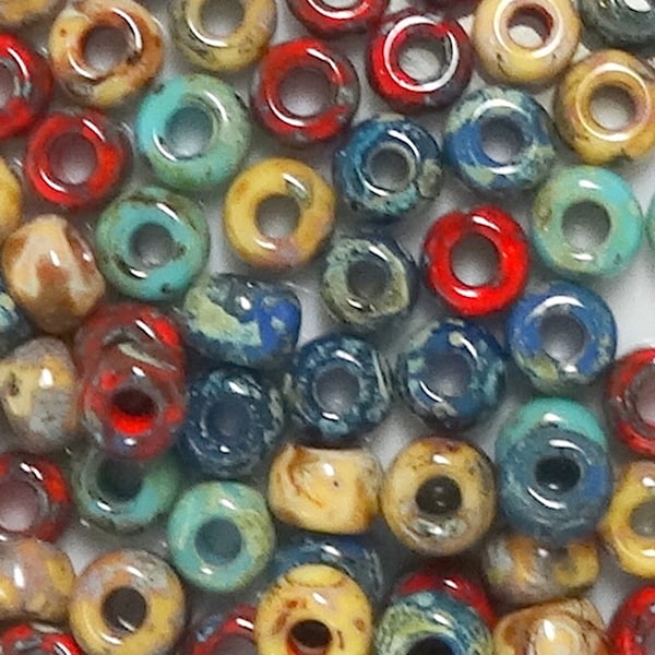 6/0 Miyuki Mix Picasso Seed Beads-Shop Mixture #130-Miyuki Glass Round seed beads-Options for 10-25-50 grams-Approx 12 beads per gram-(#77)