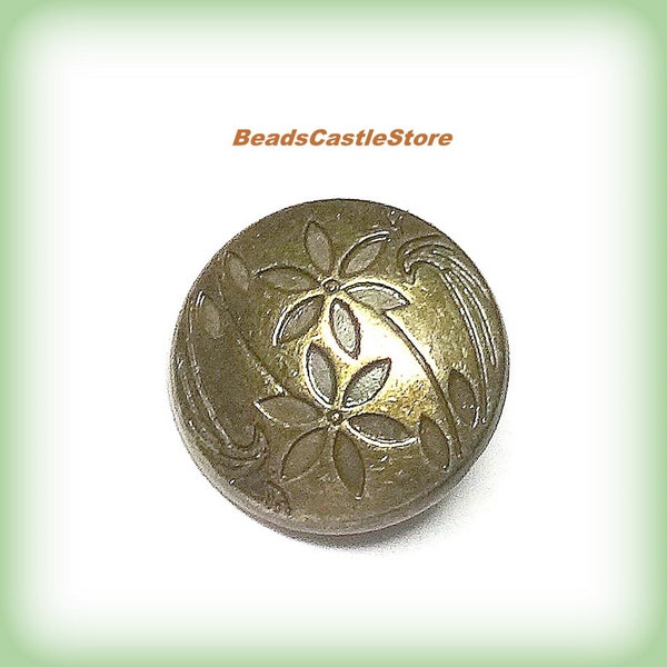 3-6-12 Floral Shank Buttons-Antique Bronze Round Metal Clasp-17mm-Flowers Bouquet Button-Carved Flower Button-Craft Button-(#22)