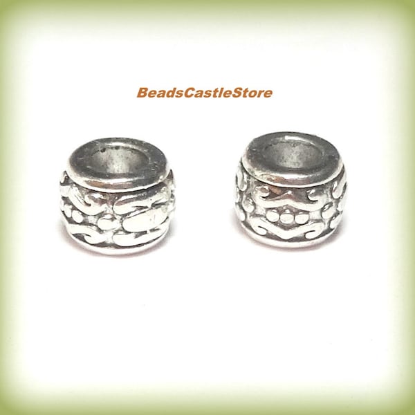 20-40-80 Cylinder Beads-Antique Silver Tubular Spacers-7mm x 5mm-Hole 3.6mm-Option of 20 40 or 80 pieces