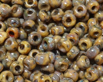 6/0 Brown Picasso Seed Beads-Miyuki Round Seed Beads-Size 6/0-Miyuki # 4517-Japanese glass Beads-10-25-50 gr-Approx 12 beads per gram-(#50)