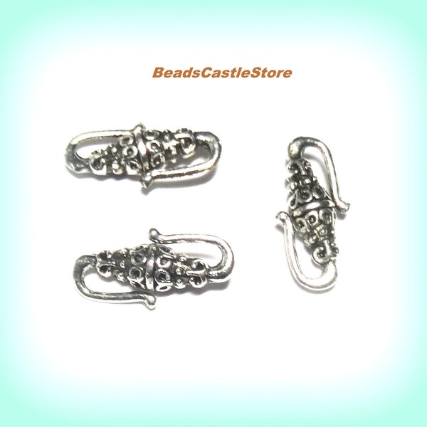 6-20-50 Antique Silver Clasp-S Hook Connector-All Around Design-23mm x 13mm x 5mm-(#300)