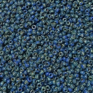 11/0 Dark Teal Picasso Seed Beads-Miyuki Round Seed Bead-Size 11/0-Miyuki # 4516-Japanese glass Bead-10-25-50 grams-(#156)
