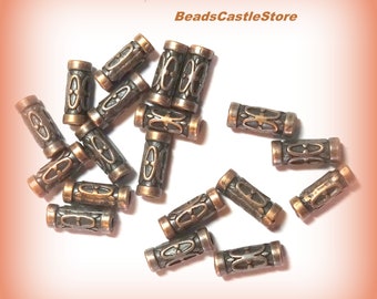 20-40 Spacer Tube-Antique Copper tone-Metal Bead-Tibetan style Spacer-13mmx5mm-Hole 2.5m