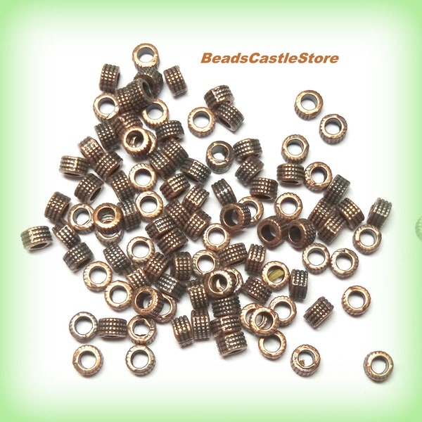 50 Spacers-Antique Copper Color-Metal Rings-5mm x 3mm-Hole 3mm-(#104)