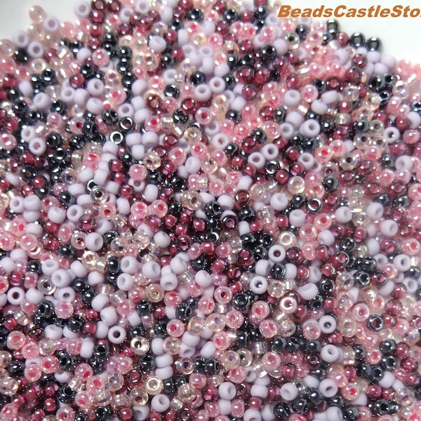 8/0 Miyuki Seed Beads-Shop Mix 500-Japanese Round Glass Beads Mix-Purple Pink tones Custom Mix-Approx 38 beads per gram-10-25-50 gr-(#259)