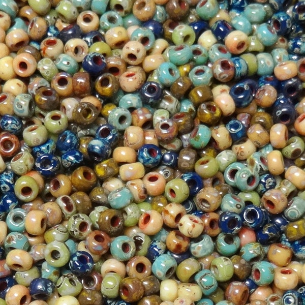 6/0 Miyuki Mix Picasso Seed Beads-Miyuki Glass Round seed beads-Options for 10-25-50 grams-Aprox 12 beads per gram-(#65)