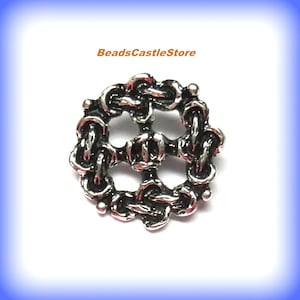 3 Antique Silver Shank Button-Celtic Knot Chain Circle Button-Round Sewing Button-17mm-Hole Size 2.1mm-(146)
