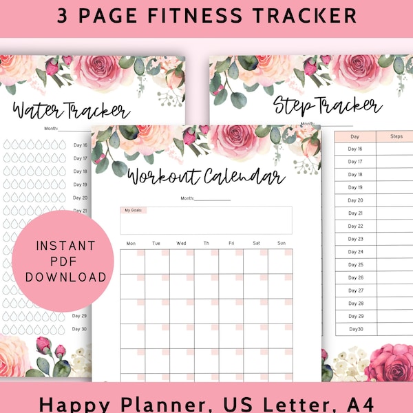 Printable Exercise Calendar Etsy Printable Exercise Calendar Etsy