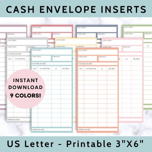 Cash Envelope Inserts, Spending Tracker, Budget Tracker, Budgeting Inserts, Printable PDF,  Printable Insert