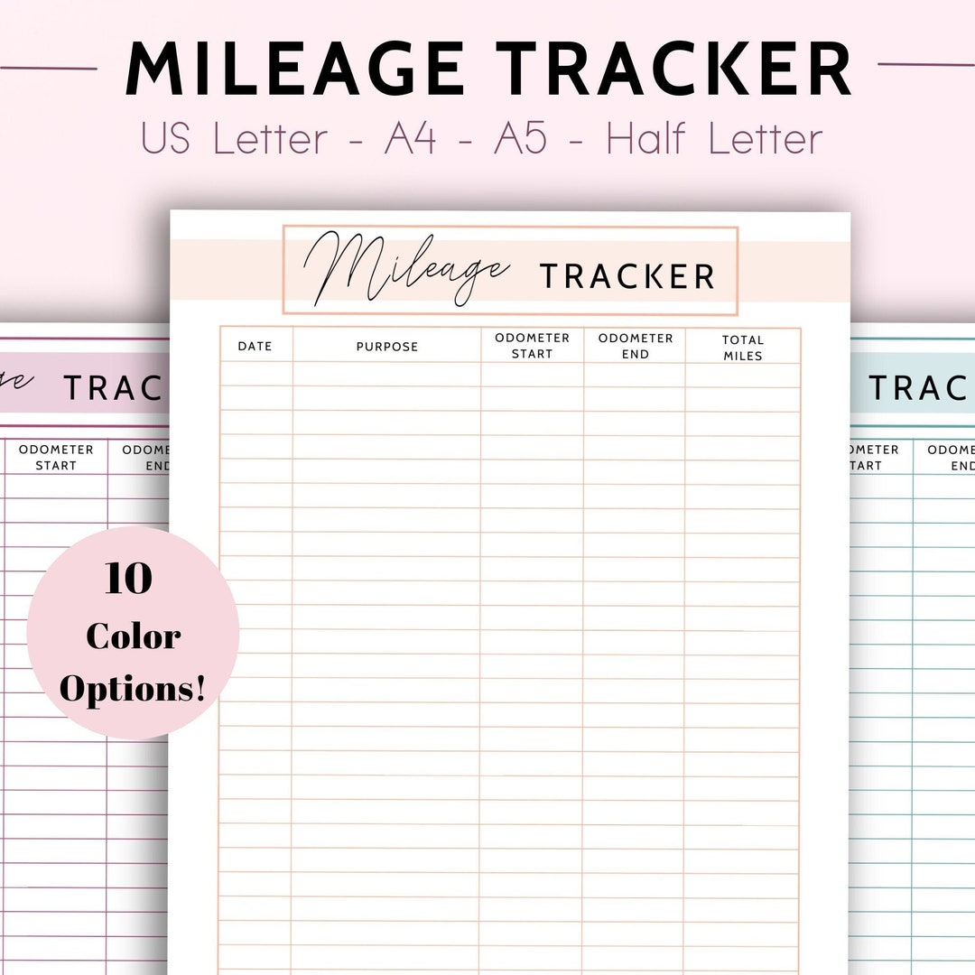 Mileage Log Printable Vehicle Mileage Log Travel Small Business Travel Planner Insert Miles