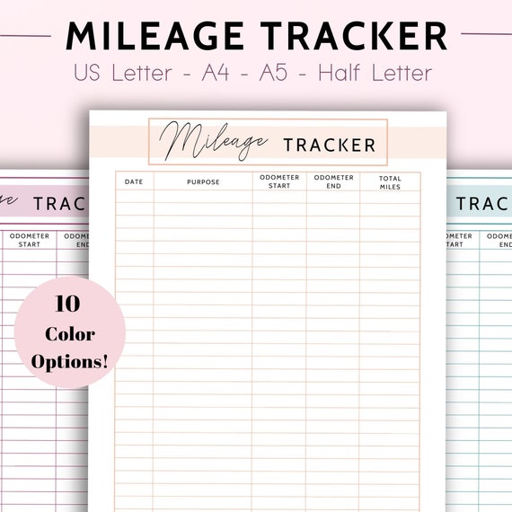 Mileage Log Printable Vehicle Mileage Log Travel Small - Etsy