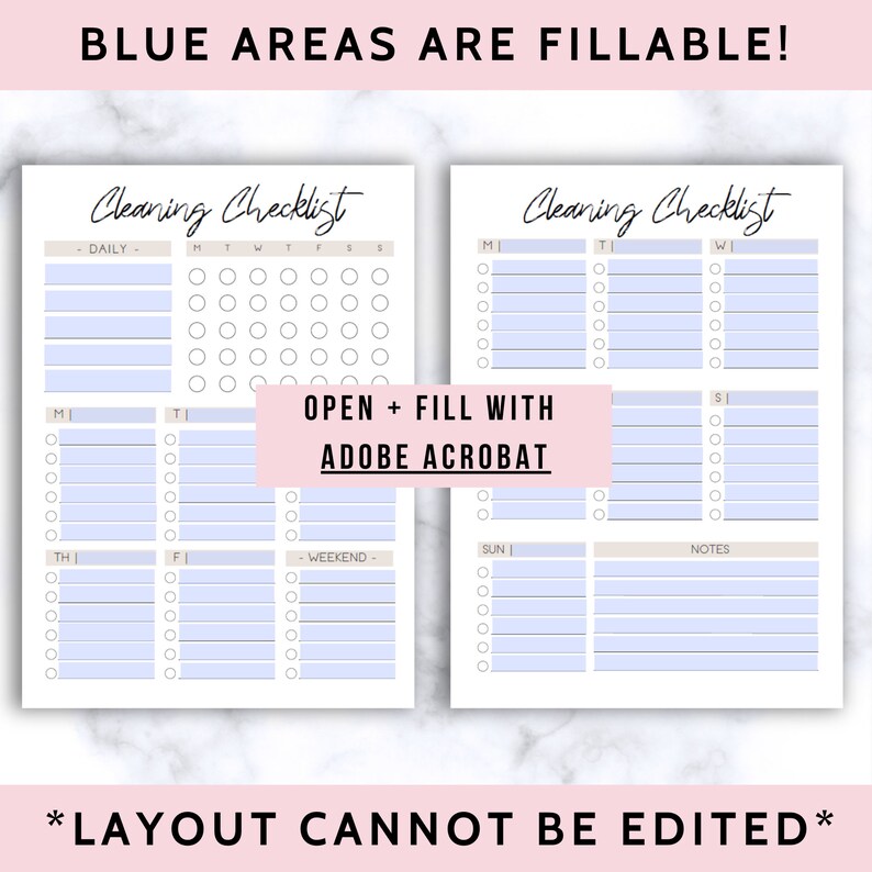 Editable Cleaning Checklist Printable Cleaning Schedule - Etsy Israel