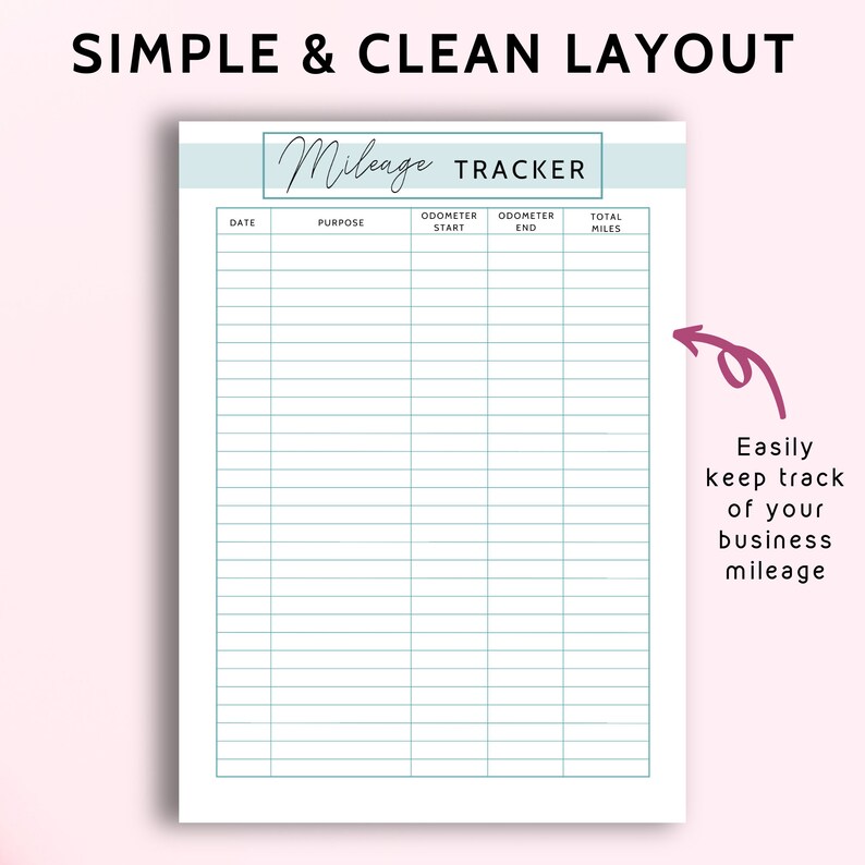 Mileage Log Printable Vehicle Mileage Log Travel Small Business Travel ...