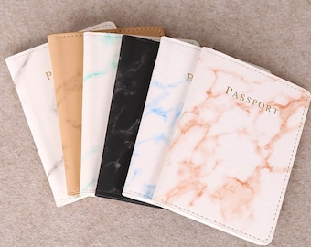 Fashion Passport Cover Leather Marble Style, Travel ID/Credit Card/Passport Holder Packet/Wallet | Beautiful & Simple Designs | Essential