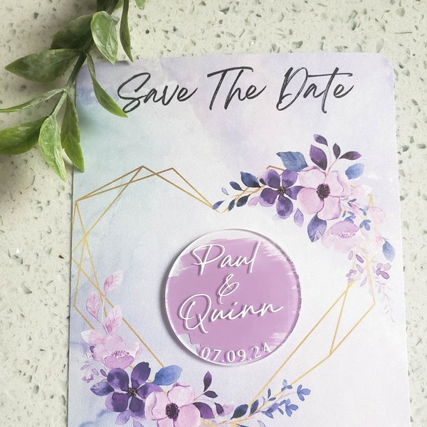 Custom Acrylic Save the Date Magnet, Modern Save the Date Magnet, Clear Save the Date, Personalized Save the Date, Wedding Invitation Magnet