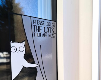 Funny Cat Window Decal, Nosy Curious Cat Window Cling, Peeking Cat Decal, Gift For Cat Lover, Cat Window Decor, Cute Cat Window Sticker