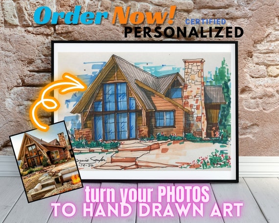 Hand Drawn House Portrait - Personalized Home Sketch - Get Your Custom Drawing - Airbnb Decor