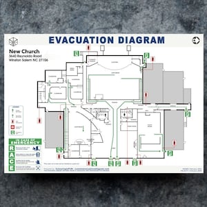 Evakuierungsdiagramm Fire Scape Druckbares vollständiges Eigenschaftsdiagramm für MATT
