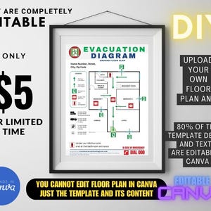 避難誘導図（火災避難経路図）ダウンロード可能 Canvaで編集可能 Airbnbをポートレートモードでカスタマイズできる3つのテンプレート