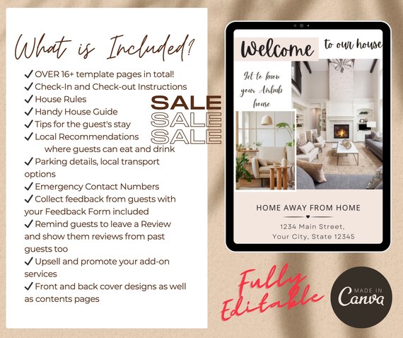Airbnb Welcome Book Template Editable Canva Welcome Guide Air bnb House manual Superhost eBook VRBO Vacation Rental