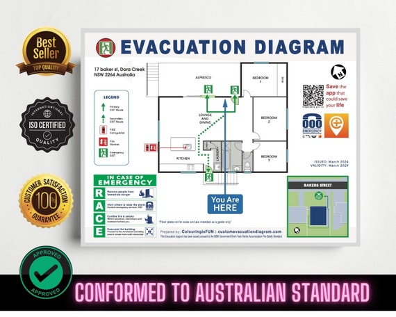 Evacuation Diagram Fire Scape Downloadable pdf printable - Australian NSW STRA Compliant