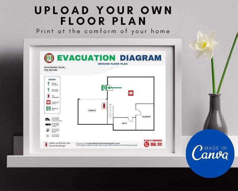 Evacuation Diagram Fire Escape Downloadable Editable in Canva