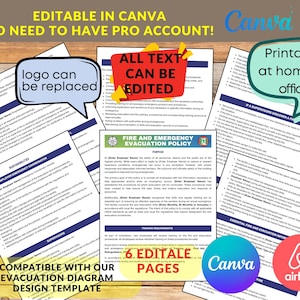 Fire and Emergency Evacuation Policy Template, Downloadable and Editable in Canva Personalize Template