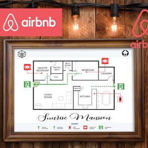 Evacuation Diagram Fire Escape Downloadable PDF Personalize Airbnb image 1