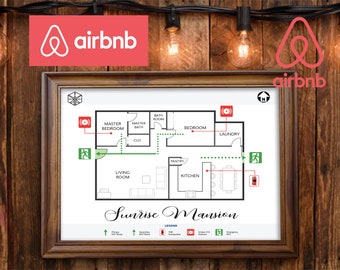 Evacuation Diagram Fire Escape Downloadable PDF Personalize Airbnb