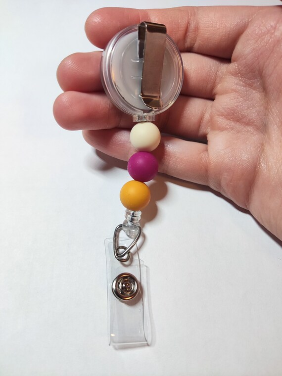Pink Orange Silicone Beads Badge Reel - Nurse Badge Reel - Interchangeable - Pastel - Boho - Nursing Student - Lanyard - Spring Badge Reel