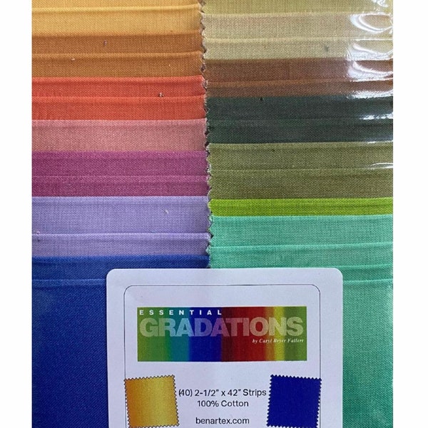 Essential Gradations by Carol Breyer Fallert (40) 2-1/2” Jelly Roll fabric strips Benartex