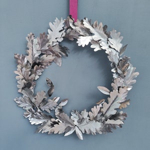 Christmas Irish Oak Silver Steel Wreath, Year Round Wreath, Festive Wreath, Handcrafted Wreath, Oak Wreath, Christmas Wreath, Metal Wreath