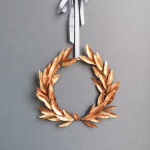 French Style Copper Christmas Laurel Wreath, Festive Metal Wreath, Laurel Metal Wreath, Copper Art, Wall Art, Door Wreath, All Season W