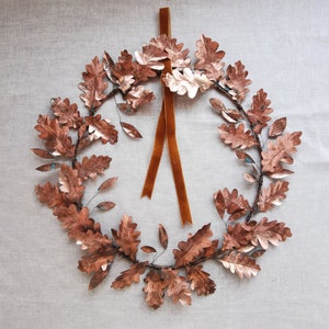 Irish Oak Copper Wreath, Holiday Wreath, All Season Wreath, Handcrafted Wreath, Artificial Oak Wreath, Christmas Wreath, Metal Wreath,