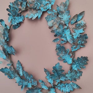 Verdigris Irish Oak Metal Wreath, 7th Copper Wedding Anniversary, Anniversary Gift, Birthday Gift, All Season Artificial Door Wreath, image 3