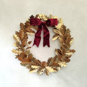 Extra Large Brass Irish Oak Gold Winter Autumn Wreath, All Season Metal Wreath, Year Round Brass Wreath, 21st Wedding Anniversary