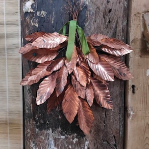 Copper Laurel Christmas Door Hanger, All season wreath, copper wreath, laurel wreath, metal wall decor, copper art, metal art image 2