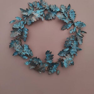 Verdigris Irish Oak Metal Wreath, 7th Copper Wedding Anniversary, Anniversary Gift, Birthday Gift, All Season Artificial Door Wreath, image 5
