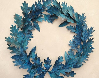 Large Christmas Verdigris Copper Oak Wreath, Festive Door Hanging, Year Round Wreath, All Season Wreath, Artificial Wreath, Forever Wreath