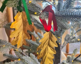 Irish oak brass christmas tree decoration, festive tree bauble, christmas tree ornament, tree hanger, tree decor, seasonal decoration