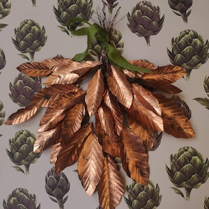Copper Laurel Christmas Door Hanger, All season wreath, copper wreath, laurel wreath, metal wall decor, copper art, metal art