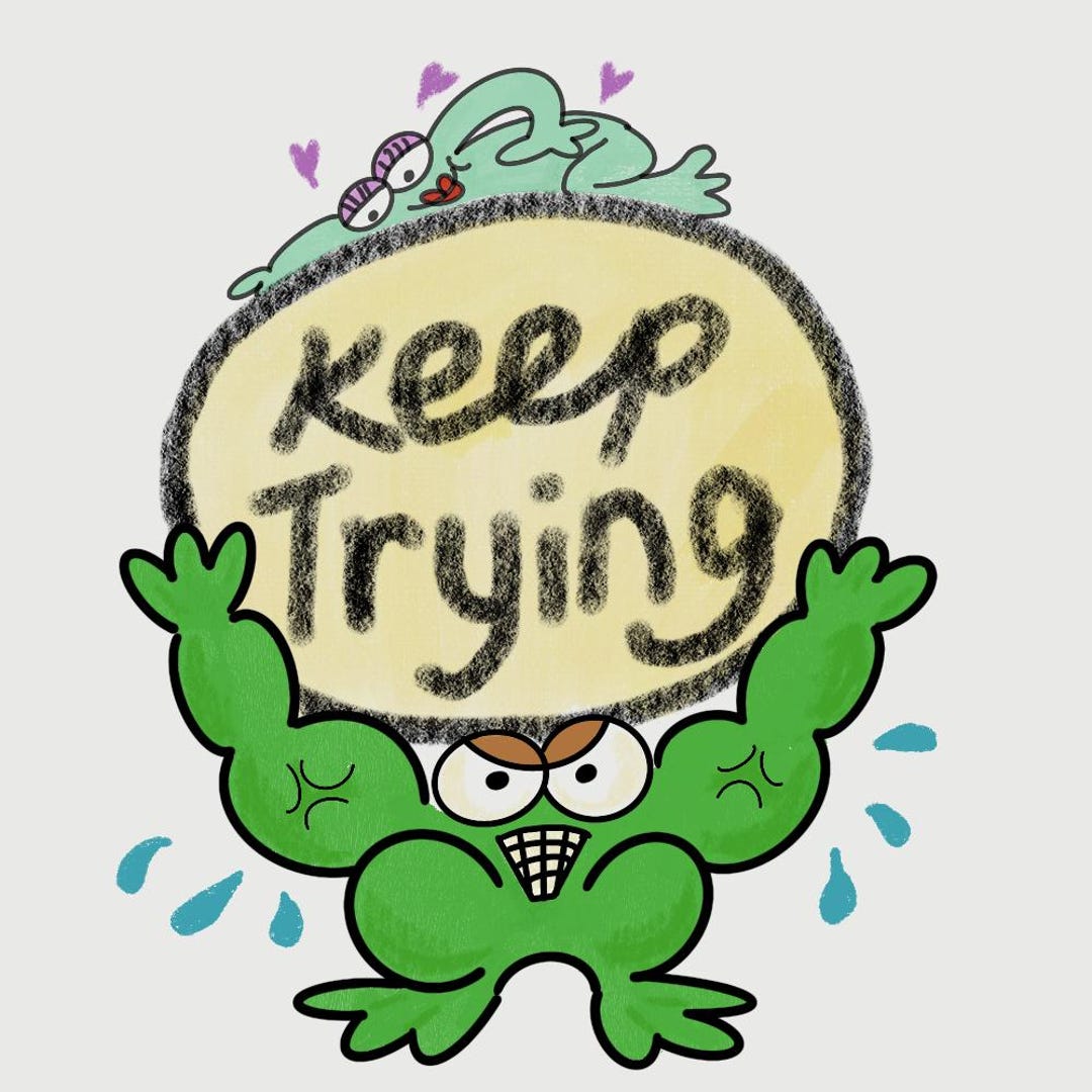 Never Give Up Frog Cartoon Funny Kid Motivation Fighting Cute Il 1080xN.6518514823 Q17q