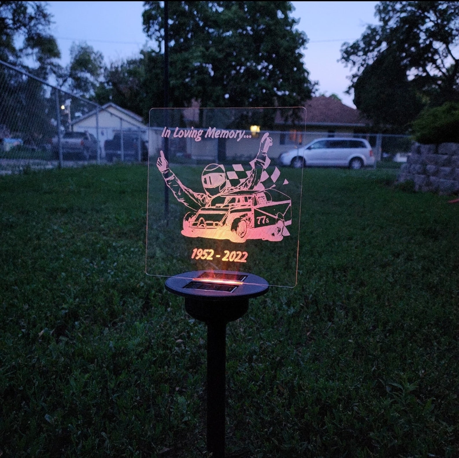 Custom Engraved Solar Powered Memorial LED Light Headstone Peace