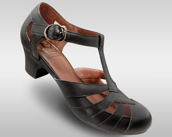 Aris Allen Black T-Strap Dance Shoes