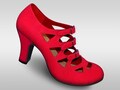 Aris Allen Suede-Sole Dance Shoes 1940 Women's Red Velvet Criss-Cross 3-Buckle Burlesque Pump