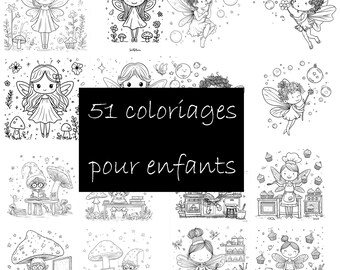 Fairy Coloring Pages to Print – 51 Coloring Pictures for Kids, Coloring Book, Cute Fairies, Creative Birthday Activity, Digital PDF