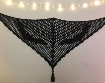 MADE TO ORDER Leichte Mesh häkeln Halloween Bat Schal wählen Farbe und Finishing